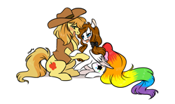 Size: 1101x653 | Tagged: safe, artist:nemovonsilver, braeburn, oc, oc:color splash, pegasus, pony, blushing, canon x oc, shipping