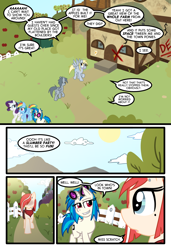 Size: 1024x1497 | Tagged: safe, artist:kazziepones, artist:zaron, derpy hooves, dj pon-3, rainbow dash, rarity, vinyl scratch, oc, oc:lonely hooves, pegasus, pony, unicorn, comic:lonely hooves, comic, female, glasses, mare