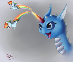 Size: 1600x1371 | Tagged: safe, artist:ac-whiteraven, rainbow dash, dragon, pegasus, pony, bust, chibi, contrail, crossover, cute, dashabetes, gradient background, open mouth, portrait, skylanders, smiling, spread wings, wat, whirlwind