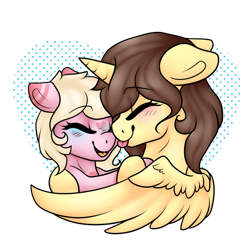 Size: 1024x1024 | Tagged: safe, artist:h-analea, oc, oc only, oc:hanalea, oc:rebecca, alicorn, pony, alicorn oc, hug, simple background, tongue out, transparent background