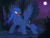 Size: 6160x4620 | Tagged: safe, artist:toxic-mario, princess luna, alicorn, hengstwolf, pony, werewolf, absurd resolution, buff, forest, full moon, glare, glowing eyes, missing accessory, moon, muscles, night, sharp teeth, solo, spread wings, stars, teeth, transformation, wereluna