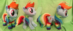 Size: 1024x448 | Tagged: safe, artist:zombies8mywaffle, rainbow dash, clothes, irl, photo, plushie, rainbow socks, socks, solo, striped socks