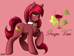 Size: 2681x2013 | Tagged: safe, artist:ciderpunk, oc, oc only, alcohol, braid, cutie mark, necktie, solo, vine, wine