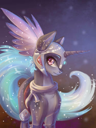 Size: 1200x1600 | Tagged: safe, artist:alina-sherl, oc, oc only, pony, unicorn, helmet, looking at you, smiling, solo