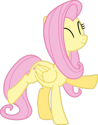 Size: 5000x6348 | Tagged: safe, artist:lman225, fluttershy, pegasus, pony, absurd resolution, cute, eyes closed, raised hoof, raised leg, simple background, smiling, solo, transparent background, vector