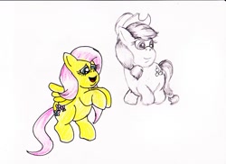 Size: 1750x1275 | Tagged: safe, applejack, fluttershy, earth pony, pegasus, pony, cute, fat, fattershy, obese, shyabetes