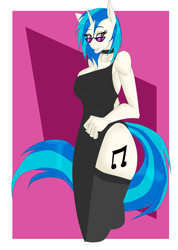 Size: 1825x2569 | Tagged: safe, artist:silentpassion, dj pon-3, vinyl scratch, anthro, big breasts, breasts, female, small head, solo