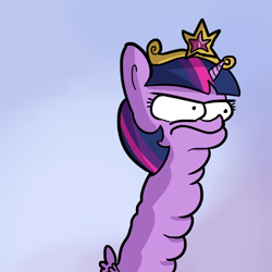 Size: 1280x1280 | Tagged: safe, artist:tjpones, edit, editor:dsp2003, twilight sparkle, twilight sparkle (alicorn), alicorn, pony, angry, bust, element of magic, frown, glare, gradient background, long neck, majestic as fuck, multichin, portrait, solo, spread wings, textless, twibitch sparkle, wat