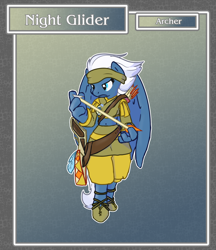 Size: 1688x1950 | Tagged: safe, artist:brownie-bytes, night glider, anthro, unguligrade anthro, archer, arrow, crossbow, crossover, final fantasy, solo