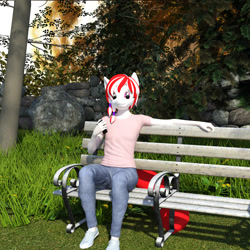Size: 2400x2400 | Tagged: safe, artist:jawolfadultishart, oc, oc only, oc:bacon bits, anthro, earth pony, plantigrade anthro, 3d, clothes, daz studio, gift art, phone, smartphone, solo