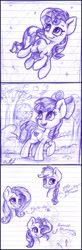 Size: 1176x3564 | Tagged: safe, artist:gaelledragons, apple bloom, fluttershy, sunset shimmer, oc, oc:little flame, pegasus, pony, cutie mark, female, filly, lined paper, looking away, monochrome, pen drawing, sketch, sketch dump, the cmc's cutie marks, traditional art