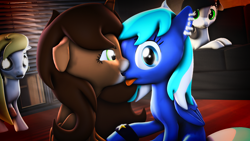 Size: 1920x1080 | Tagged: safe, artist:star-lightstarbright, oc, oc only, oc:savannah reed, oc:starlight starbright, 3d, biting, tongue out