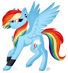 Size: 642x688 | Tagged: safe, artist:ayoarts, artist:blitsazalisdash, rainbow dash, pegasus, pony, piercing, simple background, solo, transparent background