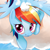 Size: 400x400 | Tagged: safe, artist:gashiboka, rainbow dash, pegasus, pony, blushing, cloud, cropped, cute, looking at you, solo