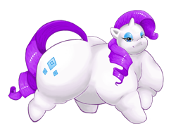 Size: 960x686 | Tagged: dead source, safe, artist:candyxxxholicxx, rarity, pony, unicorn, fat, female, large butt, mare, obese, raritubby, simple background, solo, transparent background