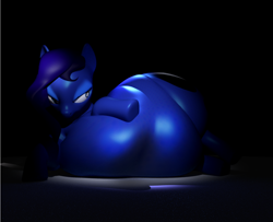 Size: 1200x974 | Tagged: safe, artist:heckfan, princess luna, alicorn, pony, 3d, bedroom eyes, fat, model, obese, princess moonpig, solo