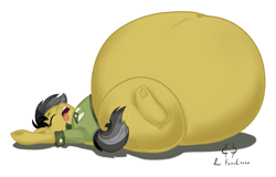 Size: 6251x4004 | Tagged: safe, artist:badblah, daring do, absurd resolution, belly, belly button, daring dollop, fat, female, impossibly large belly, morbidly obese, obese, simple background, solo, white background