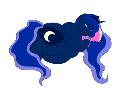 Size: 2544x1918 | Tagged: dead source, safe, artist:starstuffs, princess luna, alicorn, pony, donut, fat, female, food, mare, obese, princess moonpig, simple background, sleeping, solo, trace, transparent background, vector