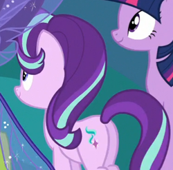 Size: 371x366 | Tagged: safe, screencap, starlight glimmer, twilight sparkle, twilight sparkle (alicorn), alicorn, pony, to where and back again, cropped, female, mare, plot