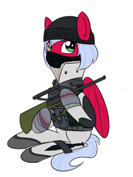 Size: 1200x1600 | Tagged: dead source, safe, artist:casualcolt, oc, oc only, oc:melon frost, pony, clothes, combat, costume, female, frost (r6s), mare, outfit, rainbow six, rainbow six siege, simple background, solo, tactical pony, tacticute, transparent background