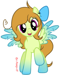 Size: 1024x1283 | Tagged: safe, artist:posey-11, oc, oc only, pegasus, pony, bow, colored wings, female, hair bow, mare, multicolored wings, simple background, solo, transparent background, vector