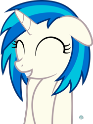 Size: 1584x2110 | Tagged: safe, artist:arifproject, dj pon-3, vinyl scratch, pony, unicorn, arif's angry pone, eyes closed, female, floppy ears, grin, happy, horn, mare, simple background, smiling, solo, teeth, transparent background, vector