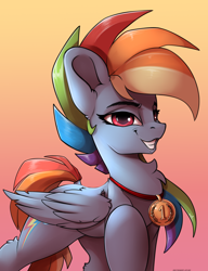 Size: 2300x3000 | Tagged: safe, artist:skitsroom, rainbow dash, pegasus, pony, my little pony: pony life, 1st place, chest fluff, female, grin, mare, medal, smiling, smug, solo