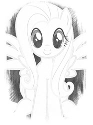 Size: 523x700 | Tagged: safe, fluttershy, pegasus, pony, female, mare, photofunia, simple background, solo, white background