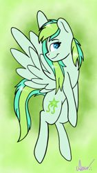 Size: 720x1280 | Tagged: safe, artist:musicstar2811, oc, oc only, oc:star chaser, pegasus, pony, smiling, solo, spread wings