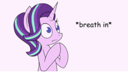 Size: 1200x720 | Tagged: safe, artist:artattax, artist:pj-nsfw, starlight glimmer, pony, :t, animated, boi, breathing, frown, gif, meme, reaction image, simple background, solo, white background, wide eyes