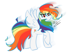 Size: 700x511 | Tagged: dead source, safe, artist:strobo-pop, rainbow dash, pegasus, pony, female, mare, simple background, solo, super form, super rainbow dash