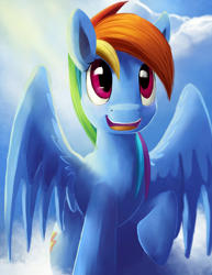 Size: 1000x1294 | Tagged: safe, artist:camyllea, rainbow dash, pegasus, pony, cute, dashabetes, open mouth, raised hoof, smiling, solo