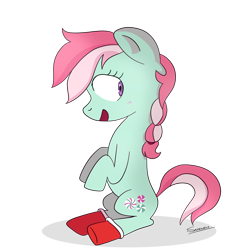 Size: 2000x2000 | Tagged: safe, artist:saveraedae, minty, g3, clothes, cute, g3 to g4, g3betes, generation leap, mintabetes, simple background, socks, solo, transparent background, vector