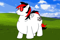 Size: 1620x1080 | Tagged: safe, artist:extremelypoorandcheap, artist:fatponysketches, edit, oc, oc only, oc:multiskills, oc:show blood, pegasus, pony, fat, obese, photoshop, recolor, solo