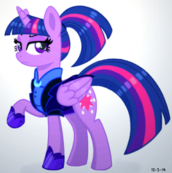 Size: 1221x1231 | Tagged: artist needed, source needed, safe, twilight sparkle, twilight sparkle (alicorn), alicorn, pony, /mlp/, alternate costumes, alternate hairstyle, alternate timeline, clothes, good end, night maid twilight, nightmare takeover timeline, ponytail, raised hoof, solo