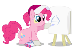 Size: 9600x6500 | Tagged: safe, artist:biel56789, derpibooru import, pinkie pie, earth pony, pony, absurd resolution, crossover, kirby, nintendo, paint roller, painter, simple background, transparent background