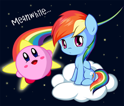 Size: 840x720 | Tagged: safe, artist:andrewc691, derpibooru import, rainbow dash, pegasus, pony, crossover, kirby, kirby (character)