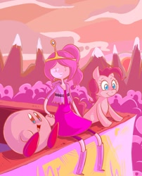 Size: 1050x1300 | Tagged: safe, artist:luna77899, derpibooru import, pinkie pie, earth pony, pony, adventure time, crossover, kirby, kirby (character), nintendo, princess bubblegum