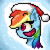 Size: 1000x1000 | Tagged: safe, artist:malphee, rainbow dash, pegasus, pony, hat, pixel art, santa hat, sidemouth, snow, solo