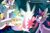 Size: 1080x720 | Tagged: safe, artist:chir-miru, princess celestia, twilight sparkle, alicorn, pony, kirby, kirby's return to dream land, parody, ultra sword