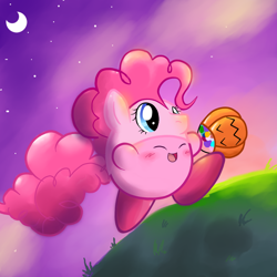 Size: 800x800 | Tagged: safe, artist:perfectpinkwater, derpibooru import, pinkie pie, candy, clothes, costume, crossover, food, halloween, halloween costume, holiday, kirby, kirby (character), kirby pie, species swap