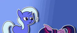 Size: 1078x468 | Tagged: safe, artist:darkone10, trixie, twilight sparkle, twilight sparkle (alicorn), alicorn, pony, animated, boop, cute, diabetes, diatrixes, eye contact, eyes closed, female, frame by frame, gif, gradient background, happy, heart, lidded eyes, looking at each other, missing cutie mark, open mouth, smiling, squigglevision, twiabetes, video at source, wide eyes