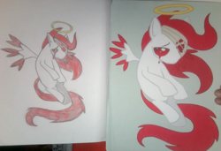 Size: 622x426 | Tagged: safe, artist:corvisnoir, artist:rentiger, blood, comparison, dark matter, kirby, photo, ponified, redraw, traditional art, zero, zero two