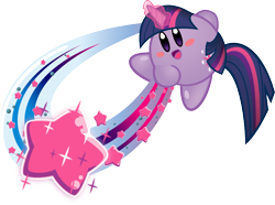 Size: 812x605 | Tagged: safe, artist:jrk08004, twilight sparkle, crossover, kirby, kirby (character), kirby twilight, kirbyfied, magic, nintendo, parody, simple background, solo, species swap, stars, transparent background, video game