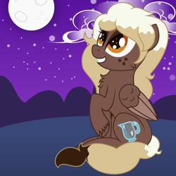 Size: 6667x6667 | Tagged: safe, artist:besttubahorse, oc, oc only, oc:sweet mocha, pegasus, pony, absurd resolution, chest fluff, cutie mark, freckles, sitting, smiling, solo, vector