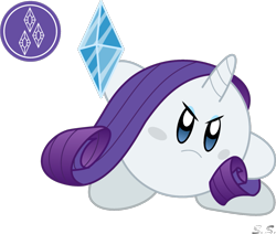 Size: 1193x1013 | Tagged: safe, artist:silver-soldier, derpibooru import, rarity, diamond, kirby, kirby (character), kirby rarity, kirbyfied, simple background, slashy intensifies, solo, species swap, transparent background, vector