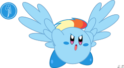 Size: 1898x1048 | Tagged: safe, artist:silver-soldier, derpibooru import, rainbow dash, kirby, kirby (character), kirby dash, kirbyfied, simple background, slashy intensifies, solo, species swap, transparent background, vector