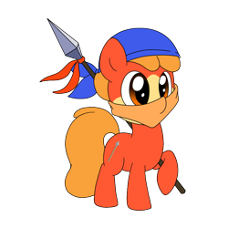 Size: 800x800 | Tagged: safe, artist:perfectpinkwater, bandana, cute, kirby, nintendo, ponified, spear, waddle dee, weapon