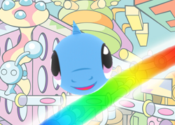 Size: 624x446 | Tagged: safe, trixie, ball, crossover, kirby, kirby: canvas curse, morph ball, rainbow, rolling, solo, trixieball