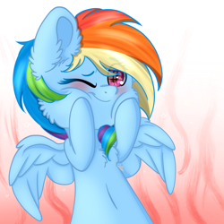 Size: 2048x2048 | Tagged: safe, artist:colorbrush, rainbow dash, pegasus, pony, blushing, chest fluff, cute, dashabetes, ear fluff, heart eyes, one eye closed, solo, wingding eyes, wink